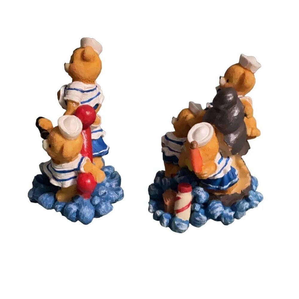 Sailor Bears Ship Wheel Anchor Set of 2 Nursery Decoration Resin Figurines - Picture 6 of 6